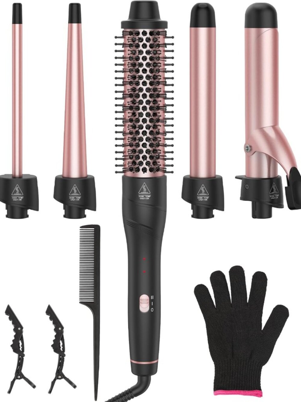 5-in-1 Curling Iron Set, Fast Heat Up Wand, Dual Voltage, Travel-Friendly, Gifts